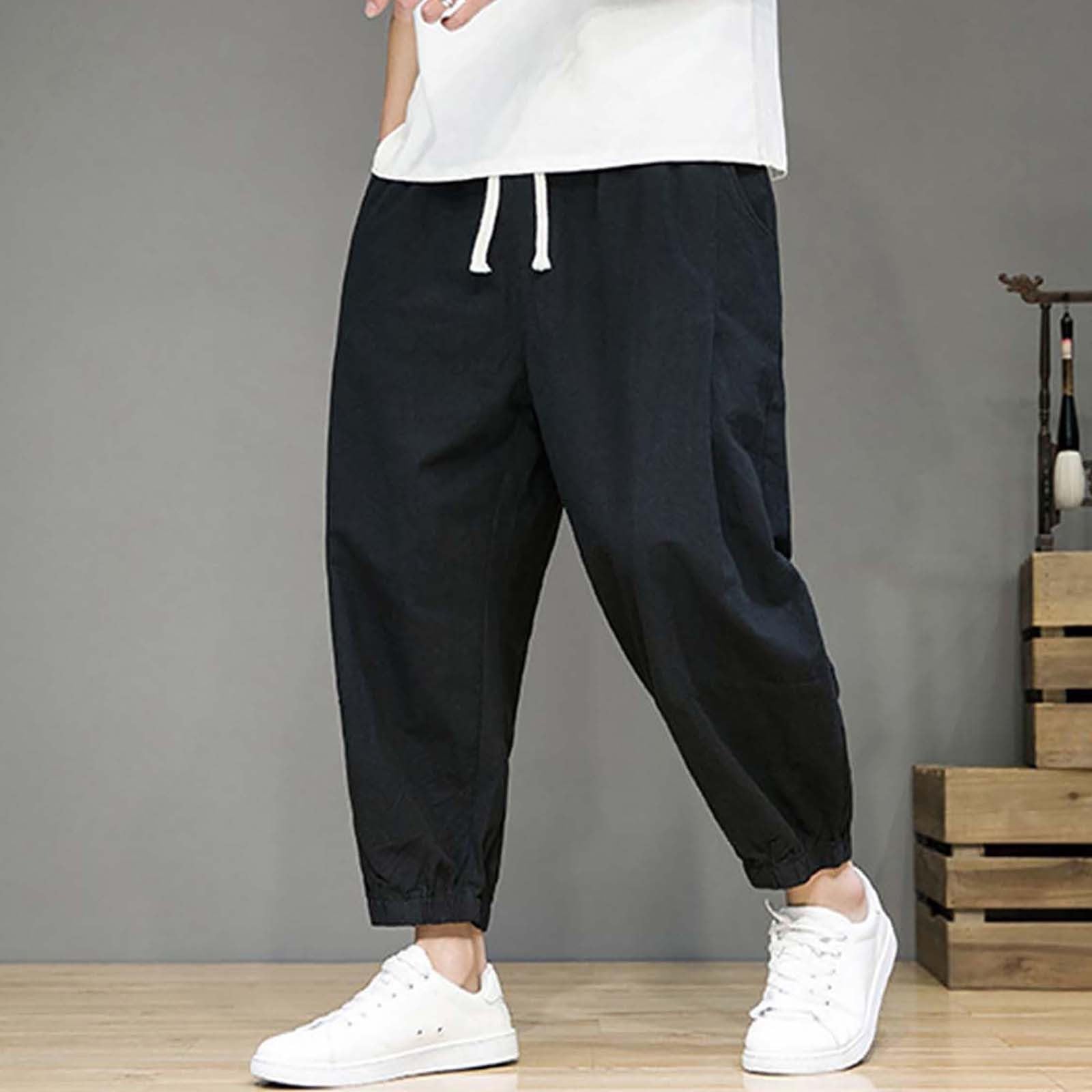 Generico Kirakuco Pantaloni Giapponesi Uomo Donna, Pantaloni Harem Uomo Donna, Harem Pants Larghi Eleganti Pantalone Baggy Lunghi Traspiranti
