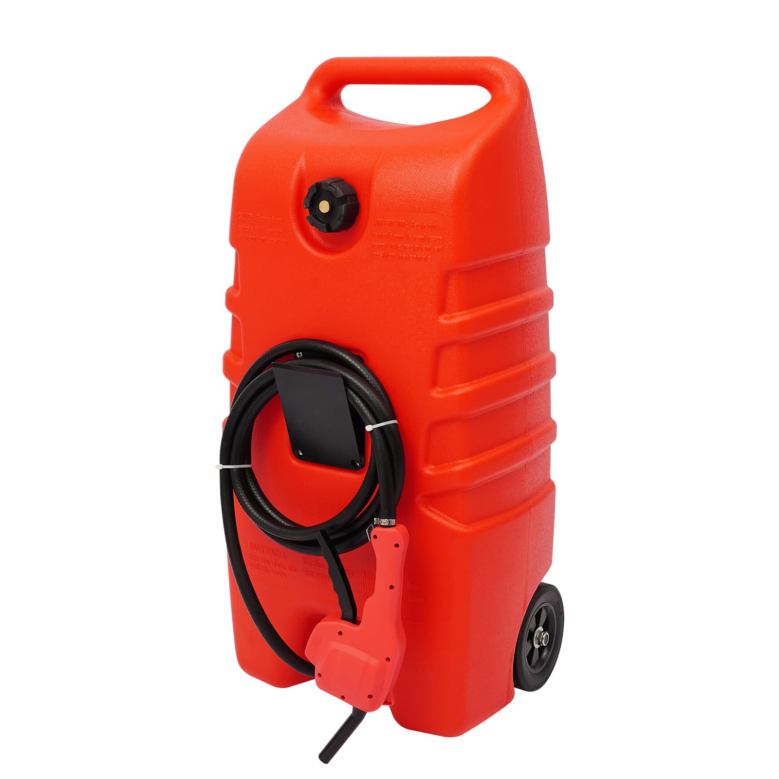 Chariot de carburant 53 l avec pompe, pistolet de distribution, vanne d'arrêt et tuyau flexible, bidon d'essence mobile en polyéthylène haute densité rouge, réservoir de carburant portable pour