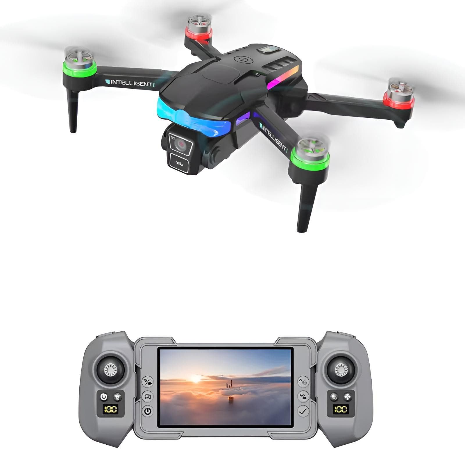 Faltbare Drohne mit Kamera Full HD 1080P – Live-Video auf Fernsteuerung, ohne App – Einsteigerfreundlich mit Hindernisschutz, 90° Kamera, 4K-Optik, WLAN, Höhe halten, Flip-Funktion