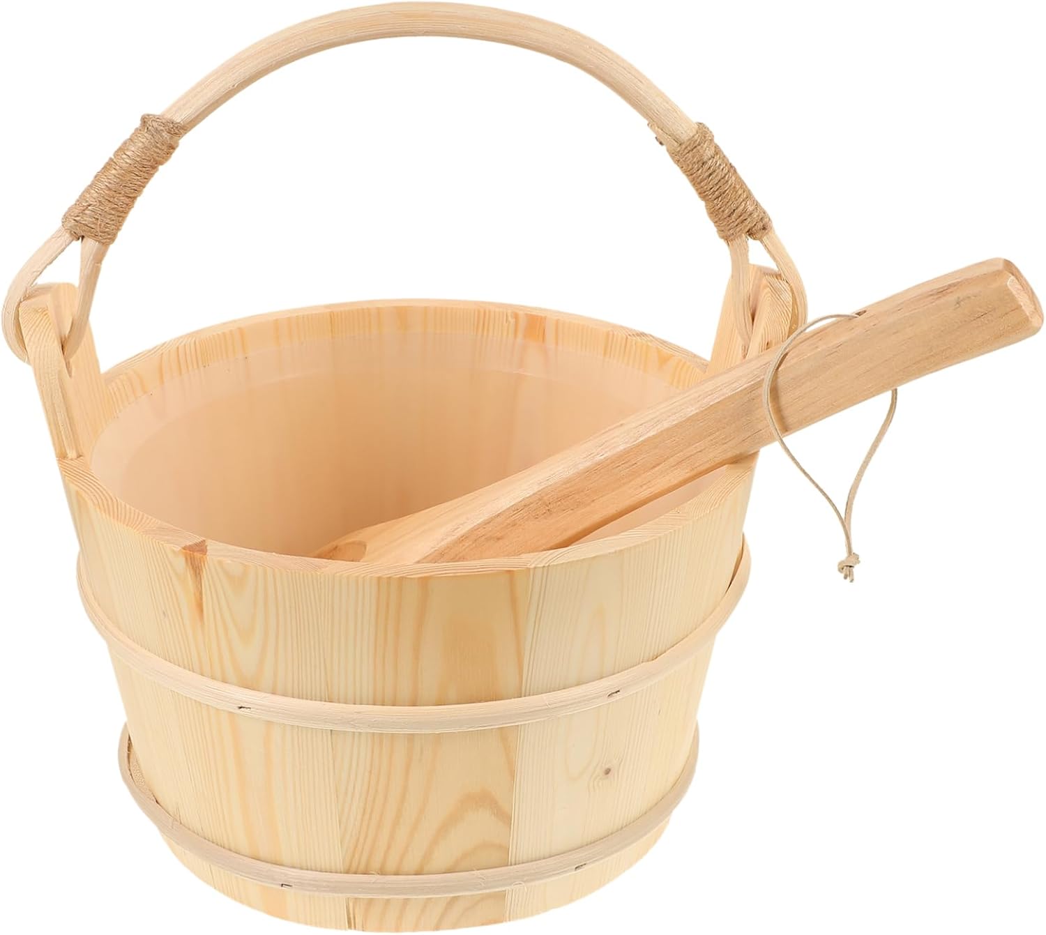 YARNOW Practical Sauna Barrel Liner Classic Wooden Bucket Ladle Accessory Kit