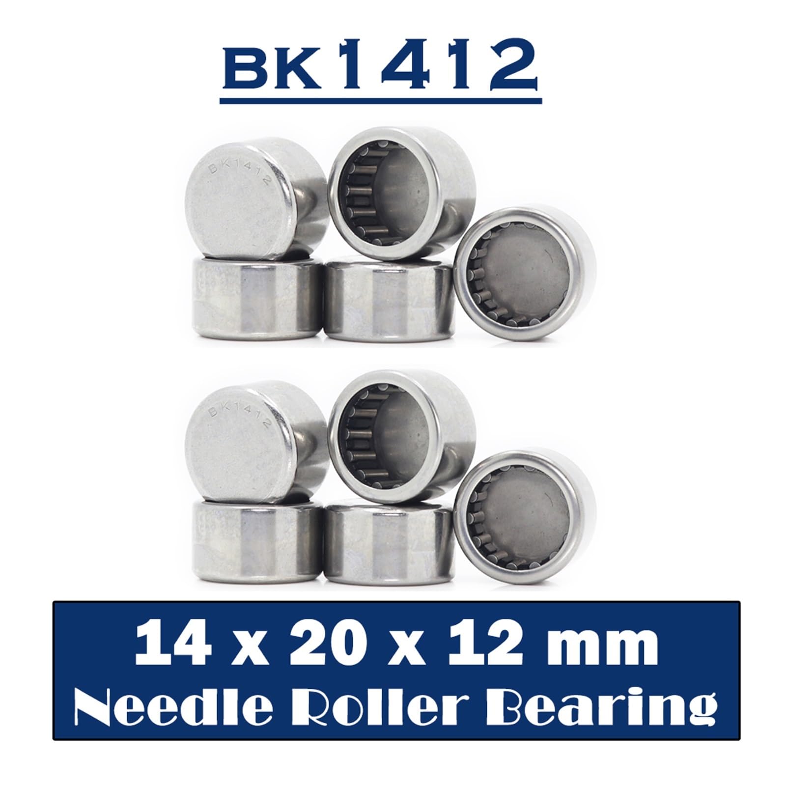 Rodamiento de agujas de copa estirada BK142012, 14 x 20 x 12 mm, enjaulado, cerrado, un extremo, 35941/14, 10 unidades