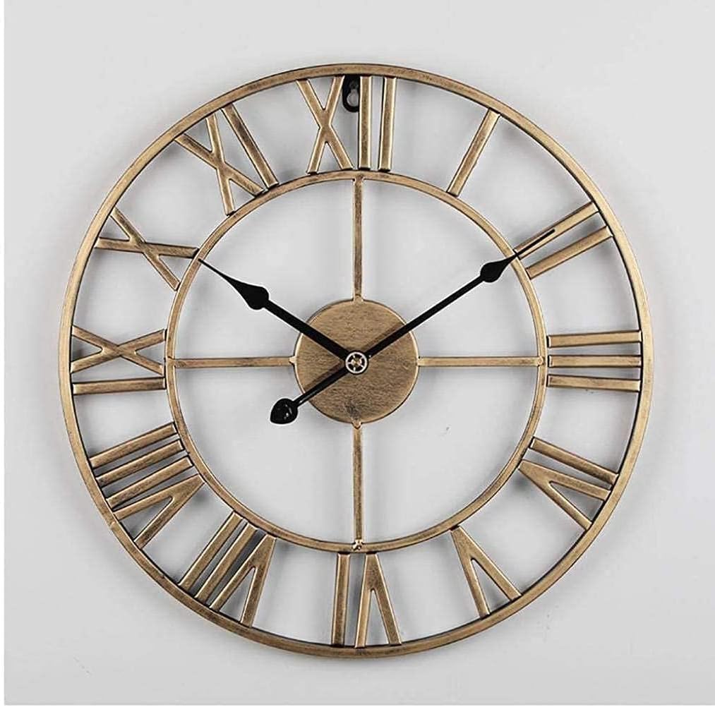 Outdoor Wall Clock Weatherproof, Retro Garden Wall Clocks Outdoor Iron Garden Ornaments Outdoor, Numeral Precise Timing