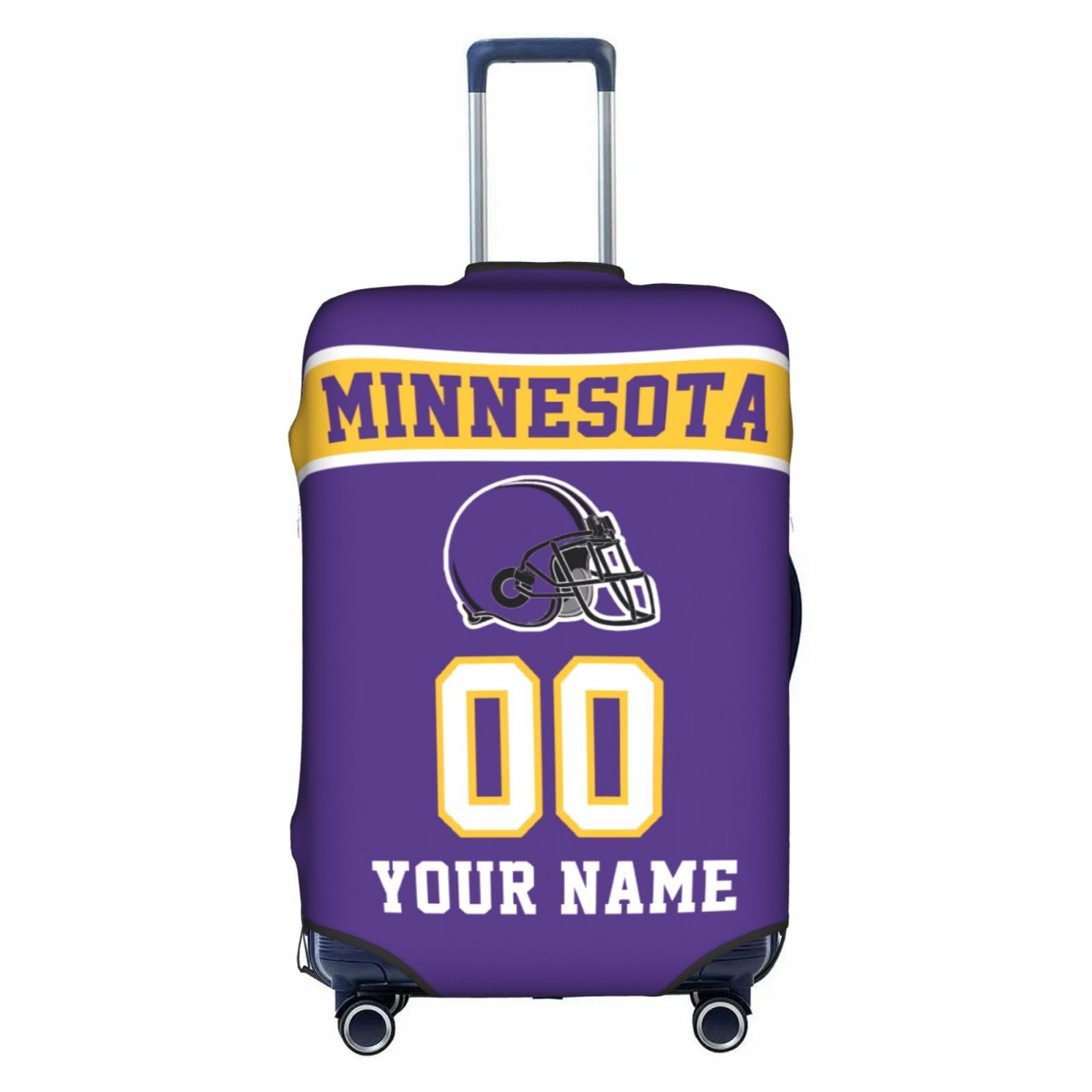 Custom Minnesota Luggage Cover Personalized Football Style Suitcase Cover with Name Number Customized Washable Elastic Sports Travel Suitcase Protector for Business Vacation Gifts