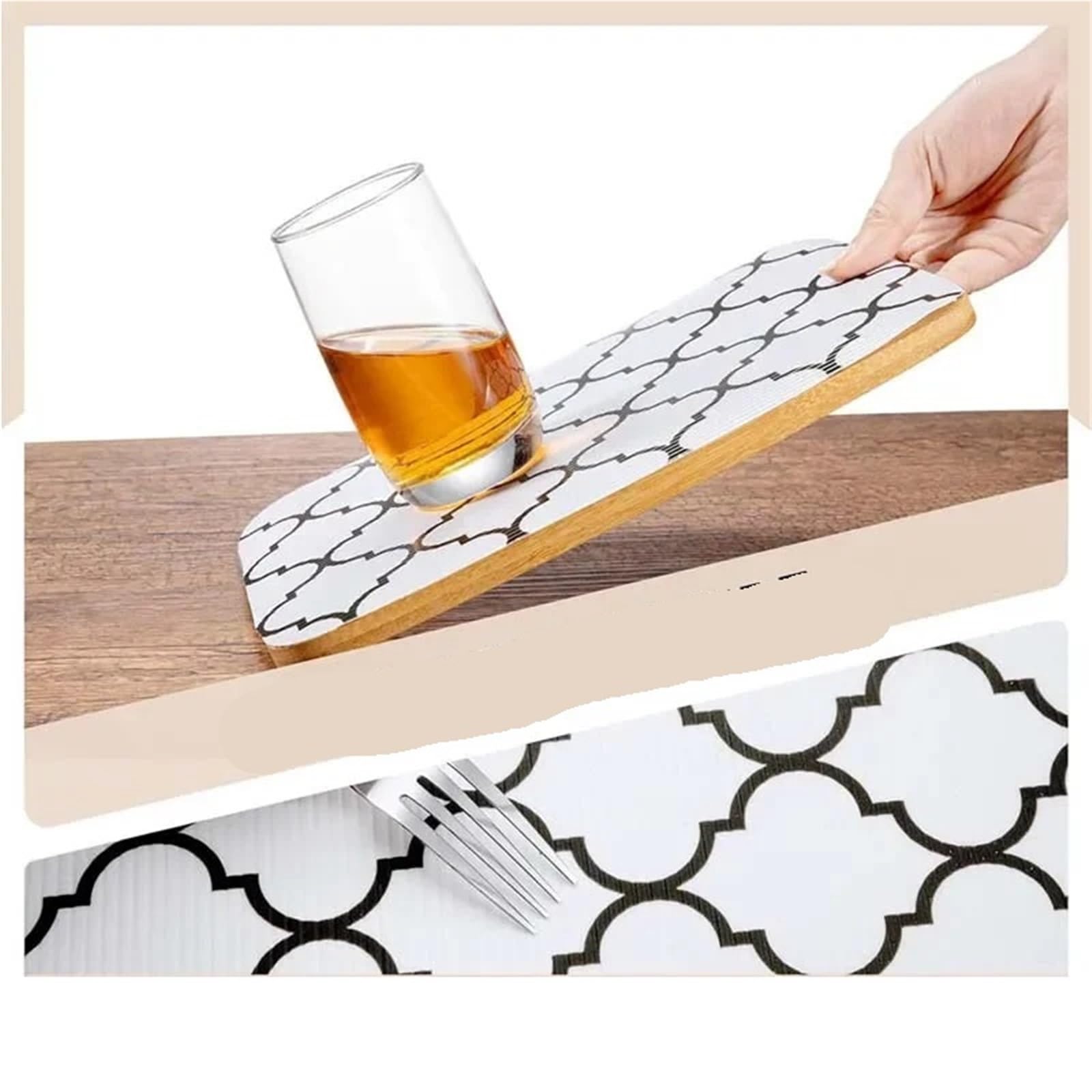 Wkładki do szuflad kuchennych, Zestaw 3 wkładek do szuflad wielokrotnego użytku Nieprzylepna wkładka kuchenna czarna 30x100-150CM(30x100CM)