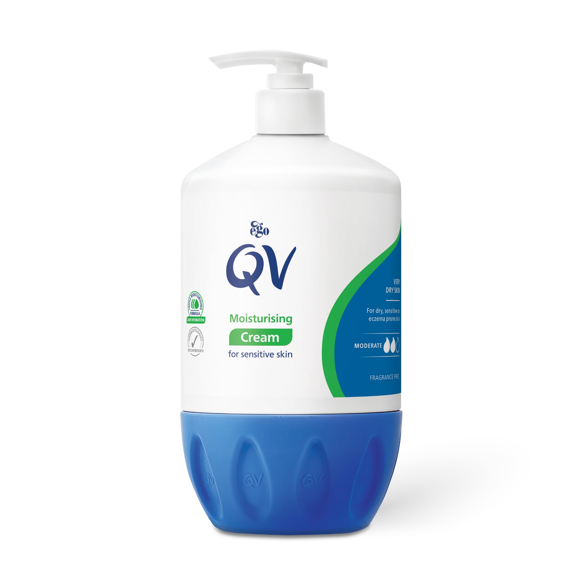 QVCream with 10% Glycerin (500g) Rich Protective Moisturiser for Sensitive, Dry Skin, Fragrance Free, Noncomedogenic, Hydrating Skin Care for Eczema, Psoriasis, Dermatitis, (Packing May vary)
