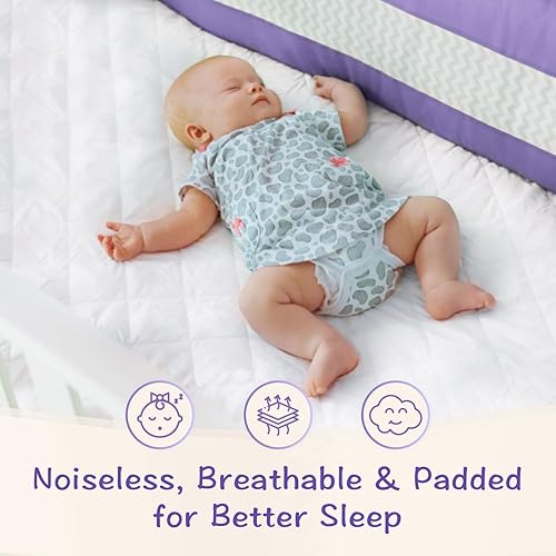 Miniatura 10 de Paquete de 2 fundas de colchón impermeables Little One's Pad Pack N Play, se adapta a la mayoría de paquetes y juegos, corrales y colchones