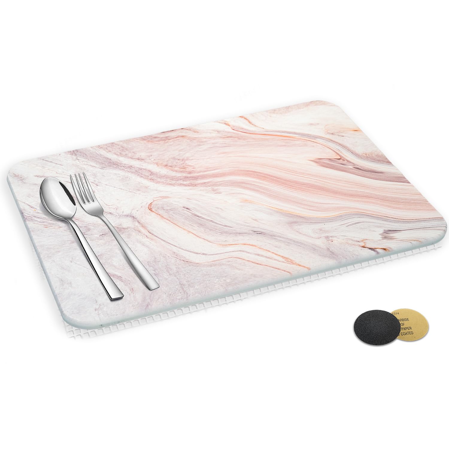 Axolotl Stone Dish Drying Mat for Kitchen Counter, Ultra Water Absorbent Diatomaceous Mats, Fast Dry, Non-Slip Pad, Heat Resistant (Pink, 16"x12")