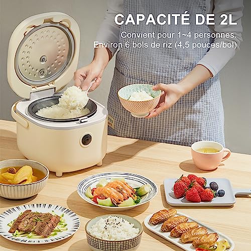Bear Cuiseur à riz 3,5 tasses (non cuit) avec cuiseur vapeur, Multifonctionnel 350W Electric Mini Rice Cooker,6 fonctions de cuisson du riz pour 2-4 personnes – Image 6