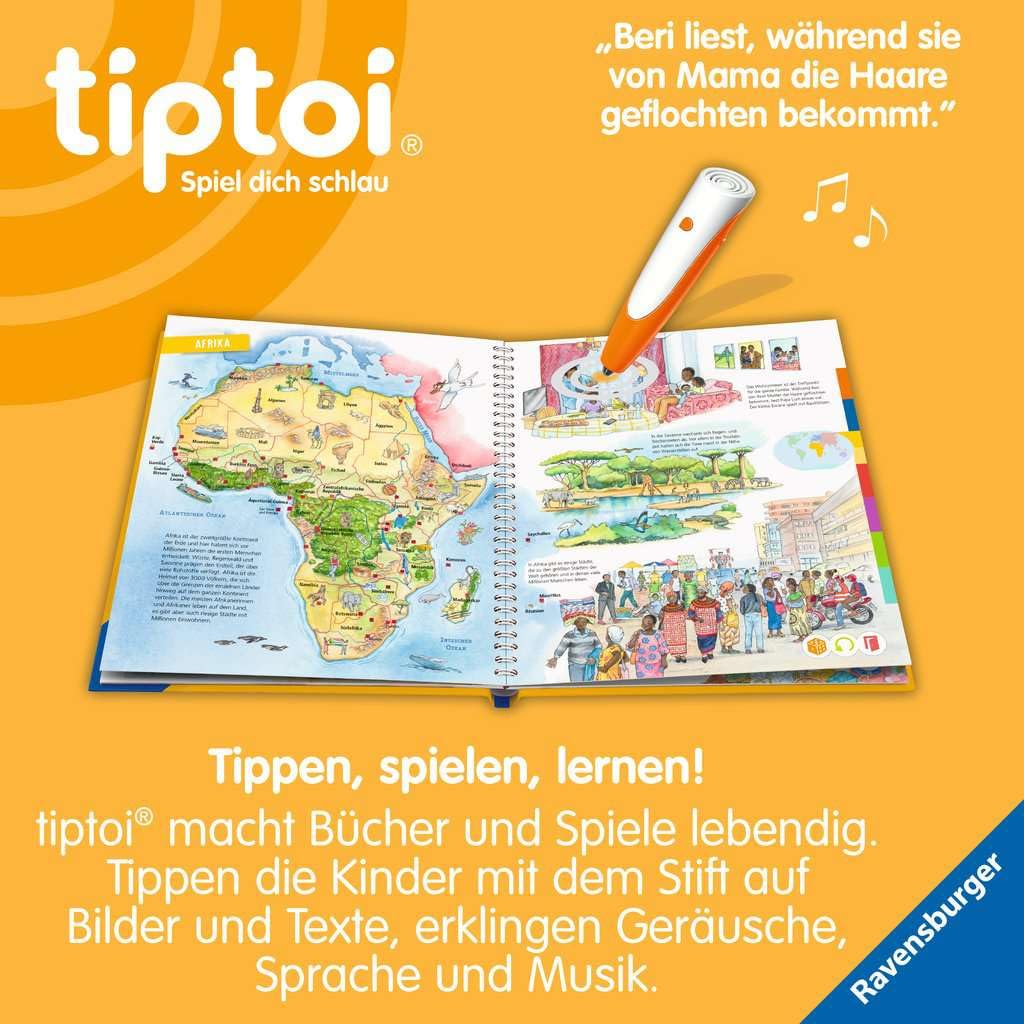 Ravensburger tiptoi ® Atlas/książka | Mój duży atlas świata + dzieci mapa świata - kraje, zwierzęta, kontynenty