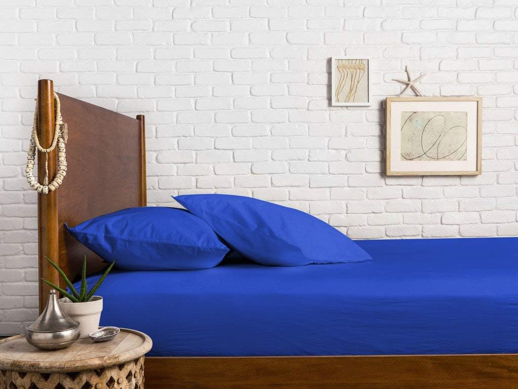 Mayfair Linen600 Thread Count 100% Egyptian Cotton 1 Fitted Sheet Only, Royal Blue Queen Fitted Sheet, Long - Staple Combed Pure Natural Cotton Sheet, Soft & Silky Sateen Weave