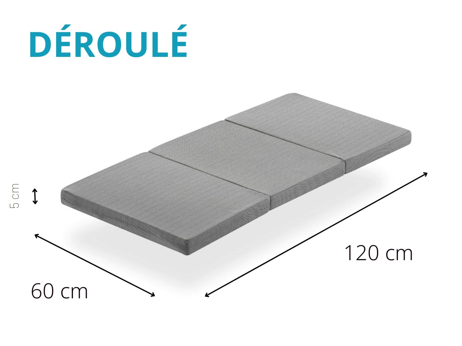 DREAMDI Matelas Pliant pour lit de Voyage 120x60 cm, Matelas en Mousse, épaisseur 5 cm, Pliable, Matelas de Parc pour Berceau, 3 pièces…