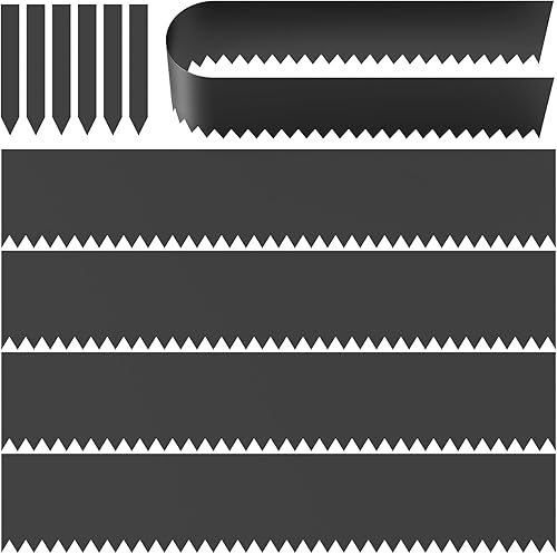 mestyl Bordes de jardín, 46 x 6 pulgadas de metal (3 piezas) con estacas para bordes de paisaje, borde total de 138 pulgadas para jardín y patio, no