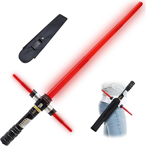 Espada ligera para niños, sable de luz roja con sonido FX, juego de espadas de luz expandible para guerreros de guerra de galaxia, fiesta de