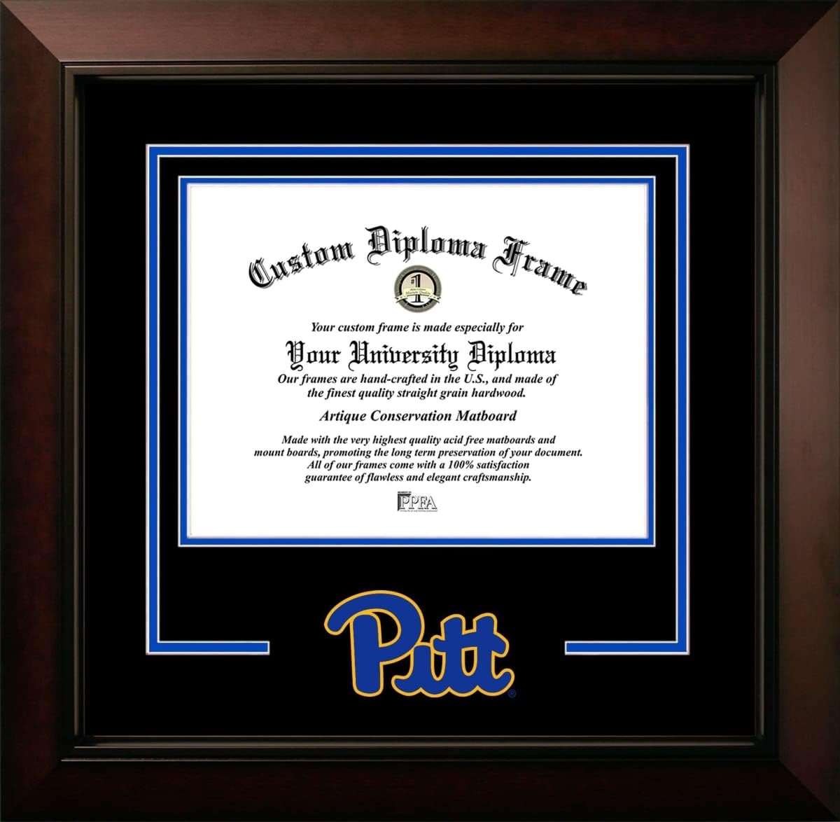Campus Images Pittsburgh Panthers 11w x 8.5h Legacy Black Cherry Spirit Logo Diploma Frame