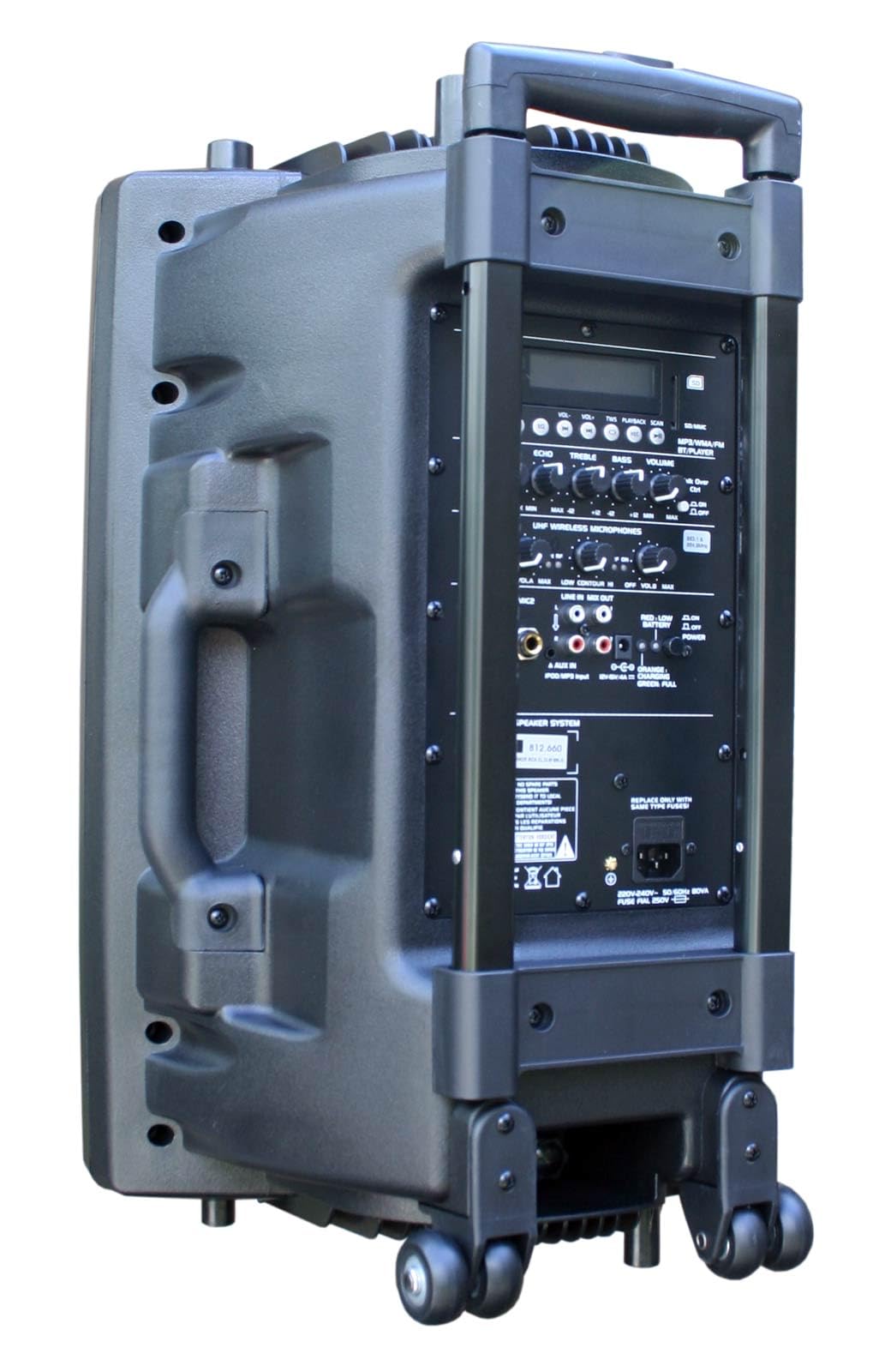 E-Lektron Bluetooth Karaoke Partybox mit 2 Funkmikrofonen – Mobile Lautsprecher EL30-M Komplettset mit Akku, USB, SD & Radio