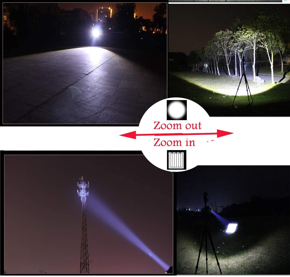 LED Torche Lampe De Poche Led Rechargeable, CREE 1200 Lumens XM-L2