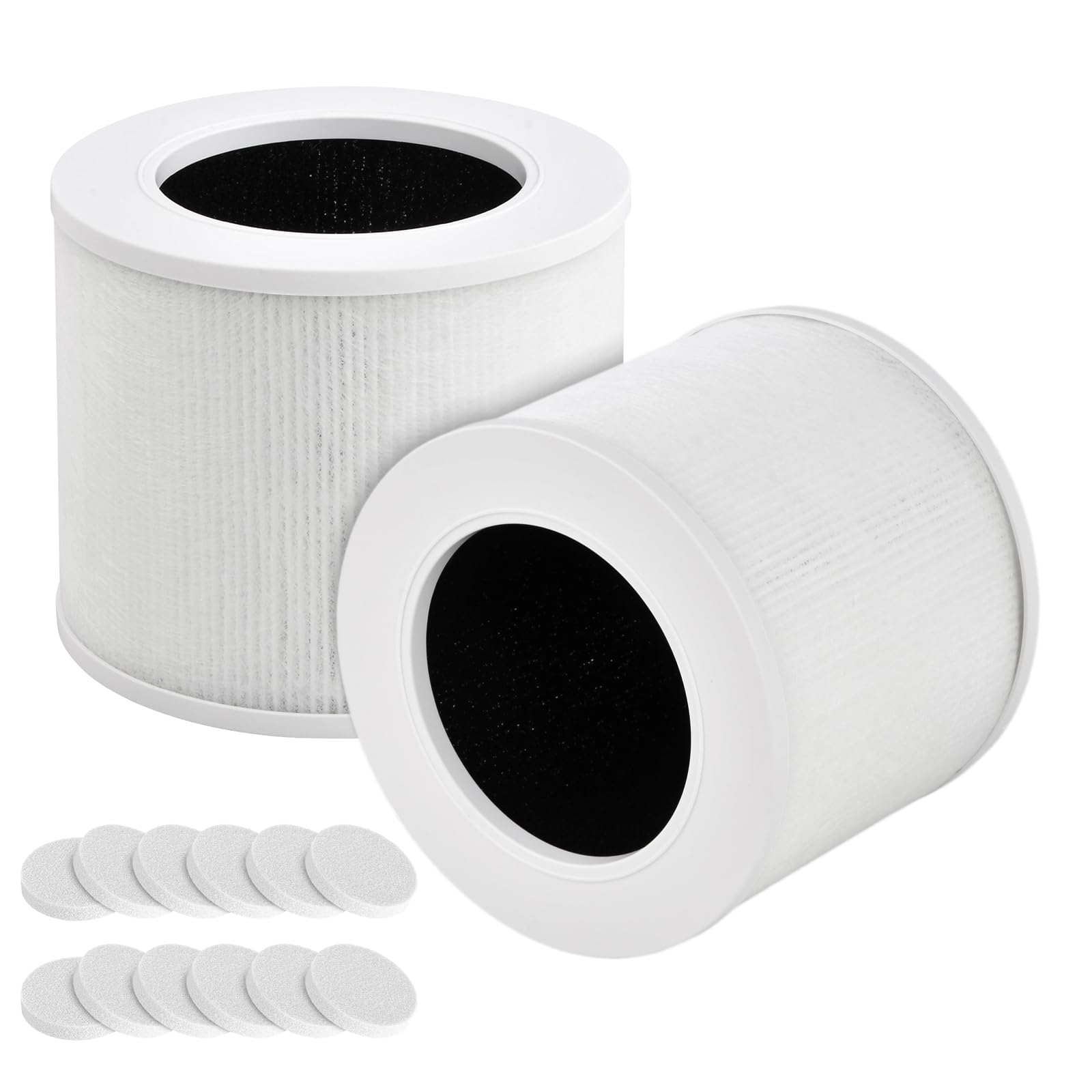 2 Pezzi Core Mini Filtro di Ricambio Compatibile con LEVOIT Mini-RF Purificatore d'Aria, Sistema di Filtraggio 3 in 1, Filtro HEPA H13 True con 12 Dischetti di Cotone per Aromaterapia