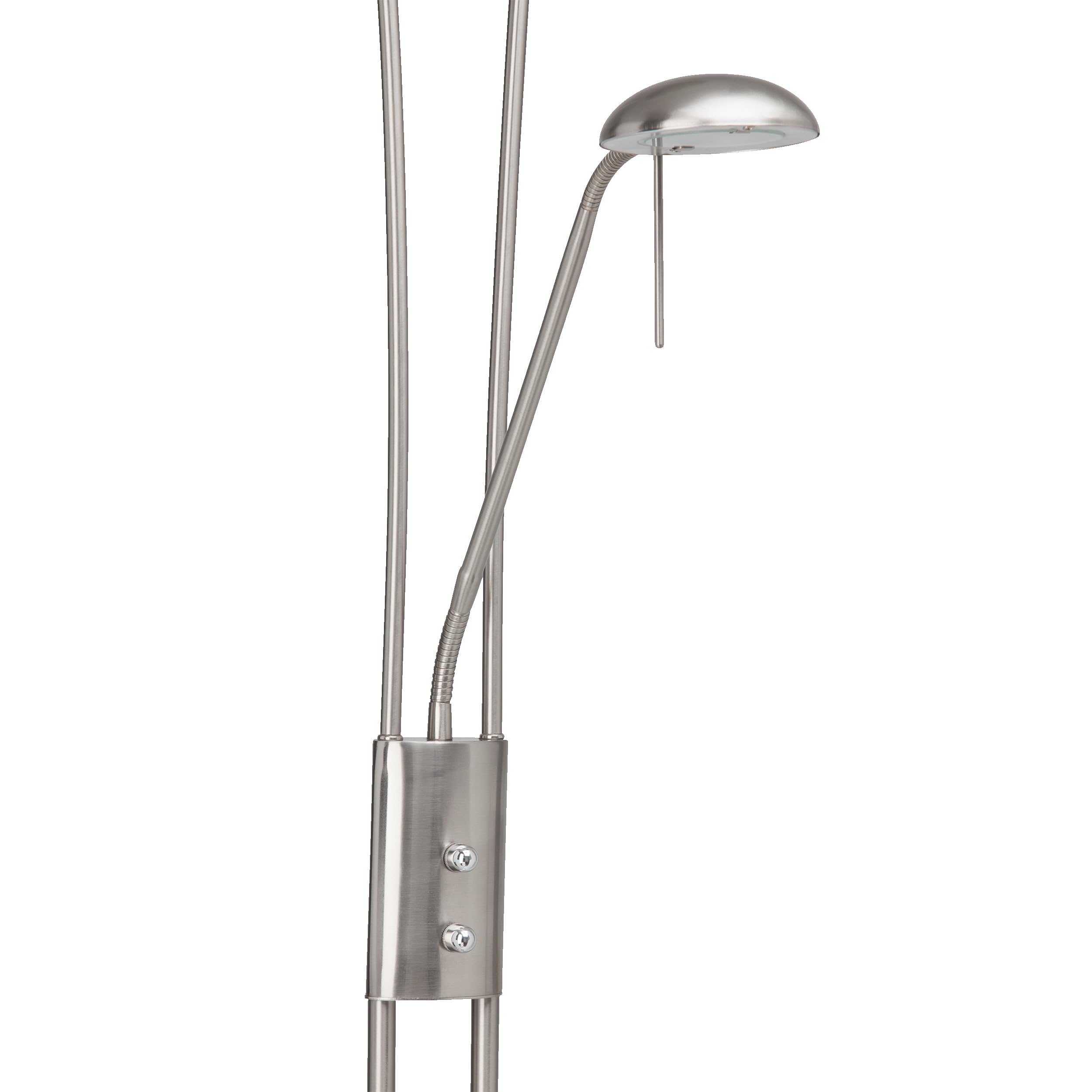 Lightbox eisenfarbene LED Deckenfluter - Basic Stehleuchte mit einstellbarem Lesearm - Helligkeit über Drehdimmer einstellbar & 1,8 m Höhe - max. 2500 lm - 3000 K - aus Metall/Glas