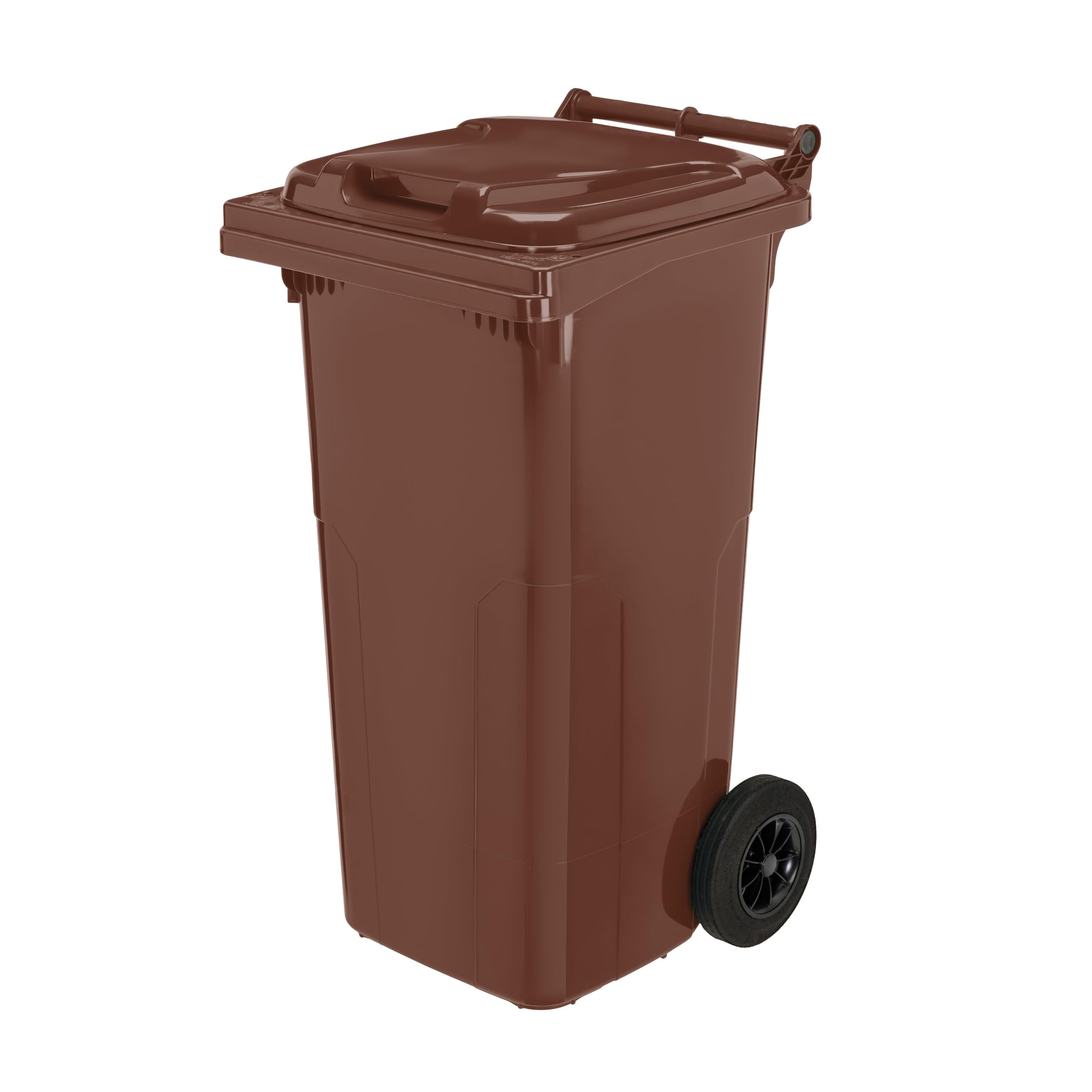 Garronda Cubo de Basura 120L con Tapa y Ruedas – Contenedor de Residuos para Exterior de Plástico Resistente para Reciclaje y Clasificación Ecológica GD-0097, Marrón