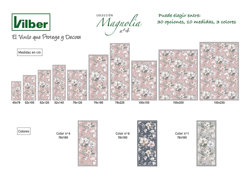 Vilber Magnolia DU 04 155X200 Alfombra, Vinilo, Rosa, 155 x 200 x 0.22 cm