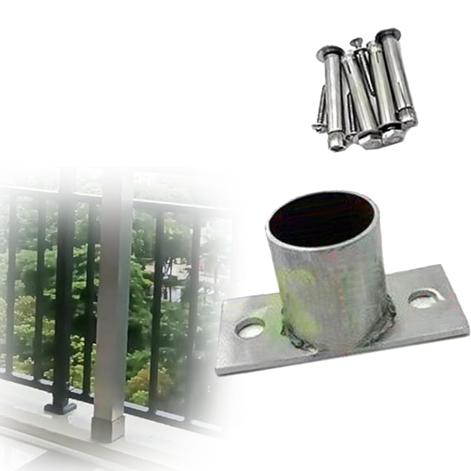 Heavy Duty 304 Stainless Steel Round Post Base Anchor - 0.08in Thickness for Construction and Agriculture(6PCS 1.2inx1.6in)