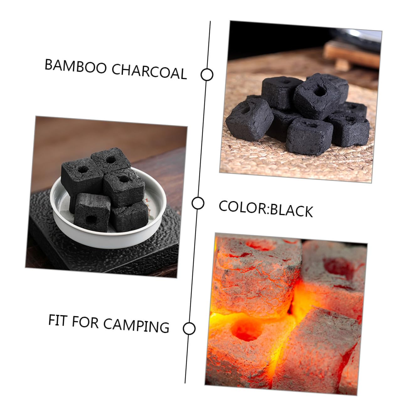 SHINEOFI Carbón Vegetal de Bambú para Barbacoa y Estufa de Chimenea al Aire Libre, Tableta de Carbón Portátil 500g para Camping y Calentamiento Multifunción