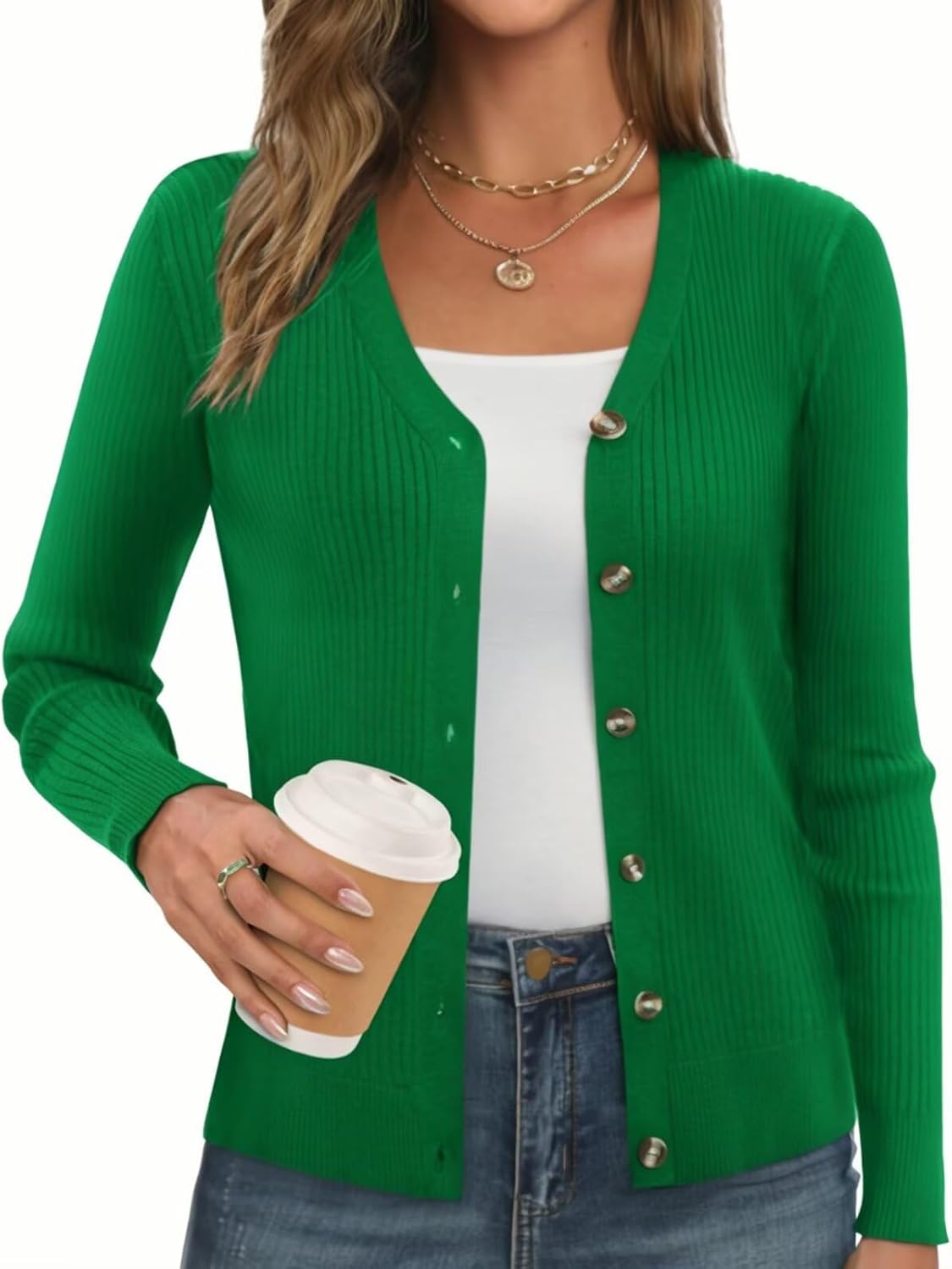 GRACE KARIN Women’s Long Sleeve V Neck Button Up Cardigan Sweaters Trendy Ribbed Knit Open Front Casual Jacket GRACE KARIN Women’s Long Sleeve V Neck Button Up Cardigan Sweaters Trendy Ribbed Knit Open Front Casual Jacket