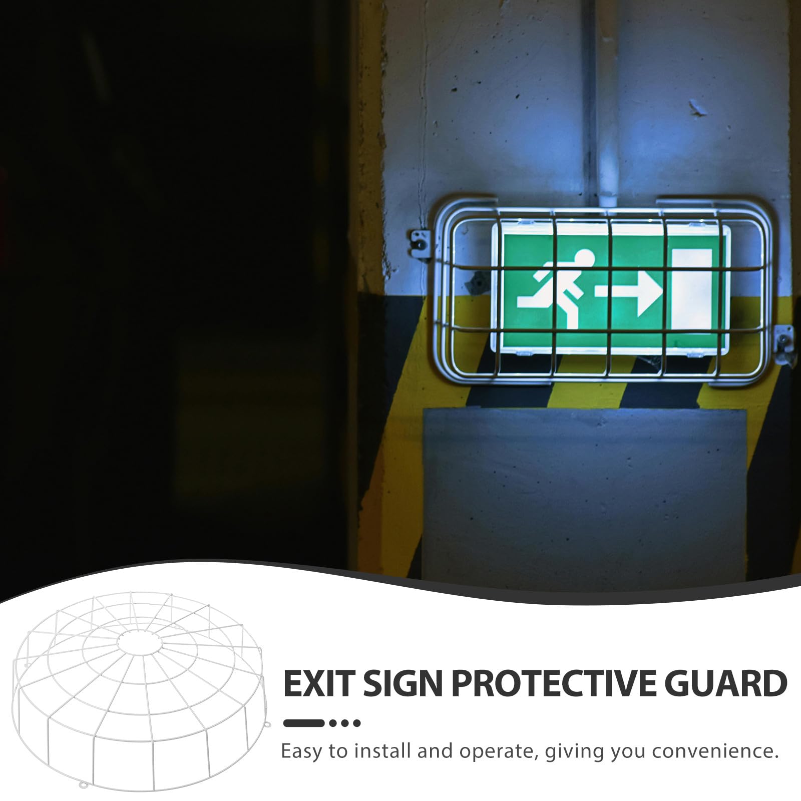 Abaodam Cage de Protection Blanche en Fer pour Panneau de Sortie et Luminaire de Plafond, Filet Soudé Bordure, Protection Sécurisée Polyvalente pour Éclairage D'urgence