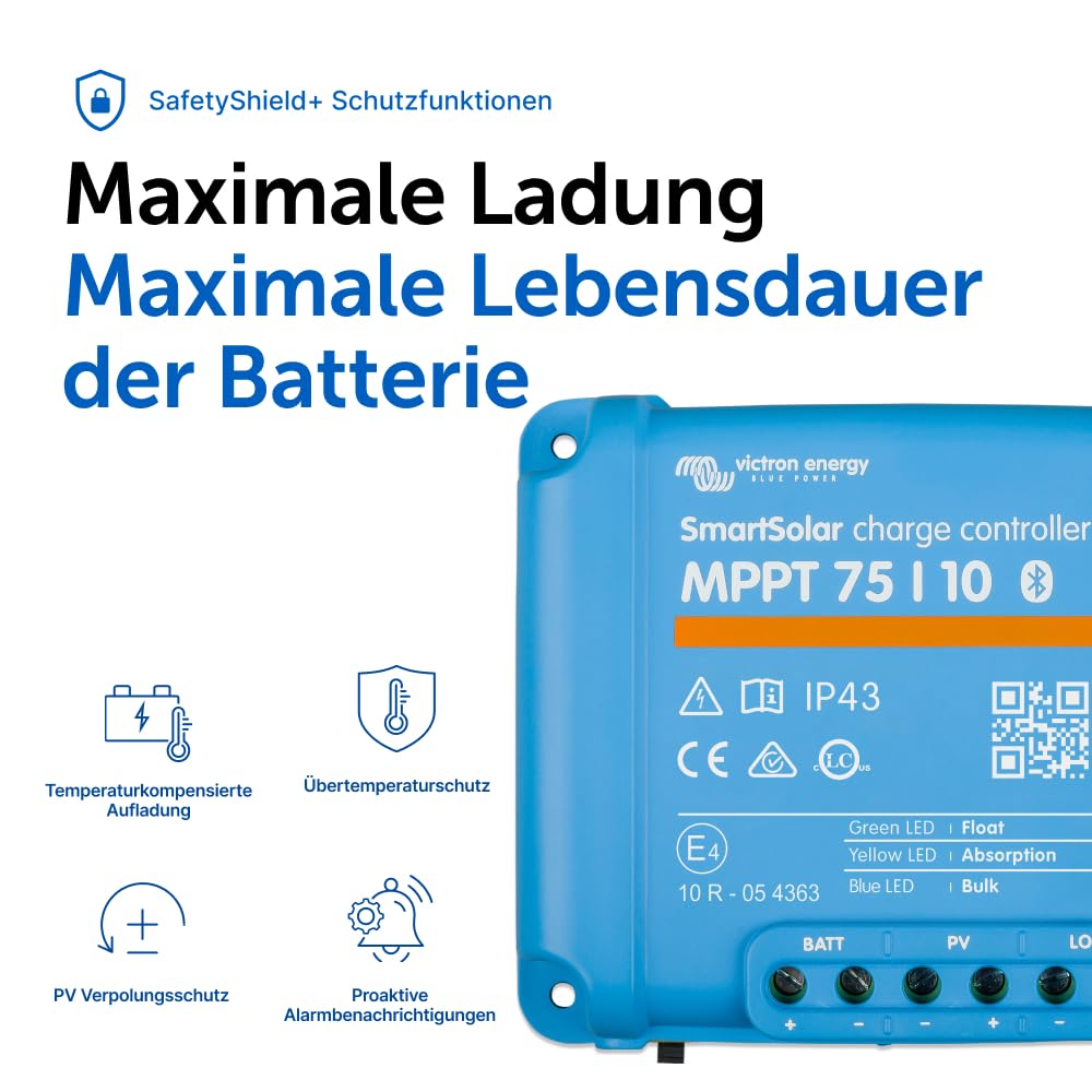 Victron Energy SmartSolar MPPT 75V 10 Amp 12/24-Volt Solar Laderegler (Bluetooth)