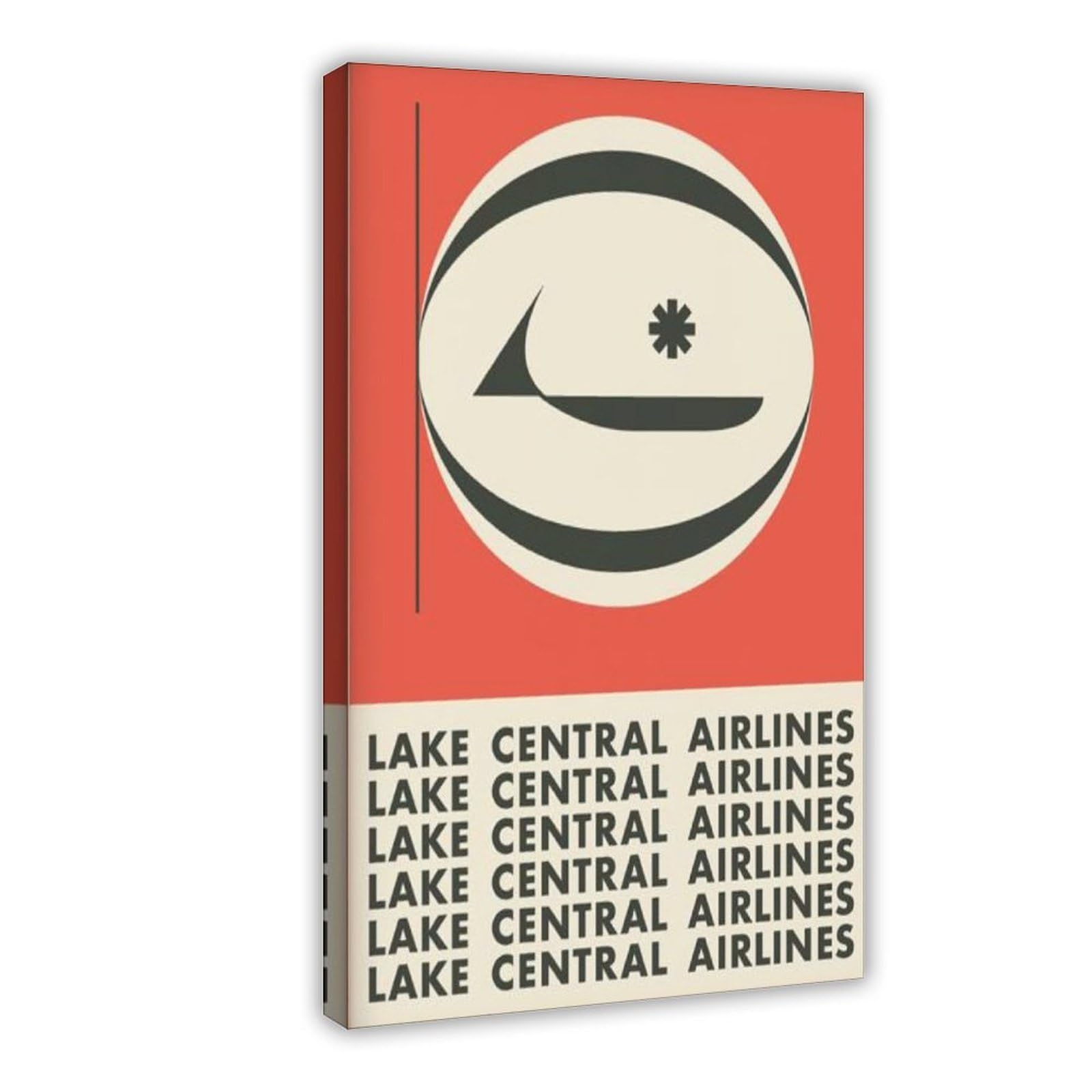 GJtyRFH LAKE CENTRAL AIRLINES Mid Century Modern Pam Am Travel Japan Lufthansa British Canvas Art Wall Decor Posters Home Bar Restaurant Garage Cafe Logo Gift 20" L X 30" W