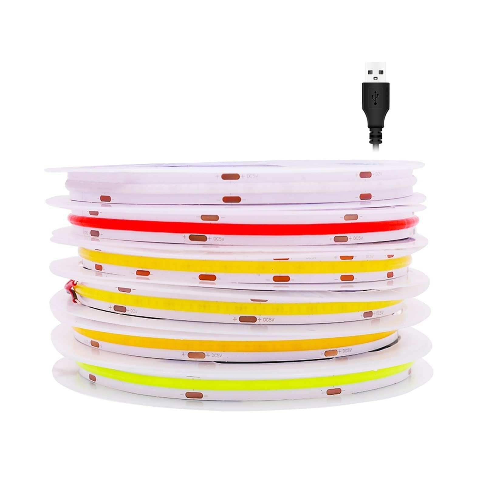 Taśma LED COB 5V Zasilana baterią USB 320LED/m Gęstość Liniowe Linghting Elastyczne taśmy Białe DC5V (Kolor: Zimna biel, Rozmiar: Remote_5M)