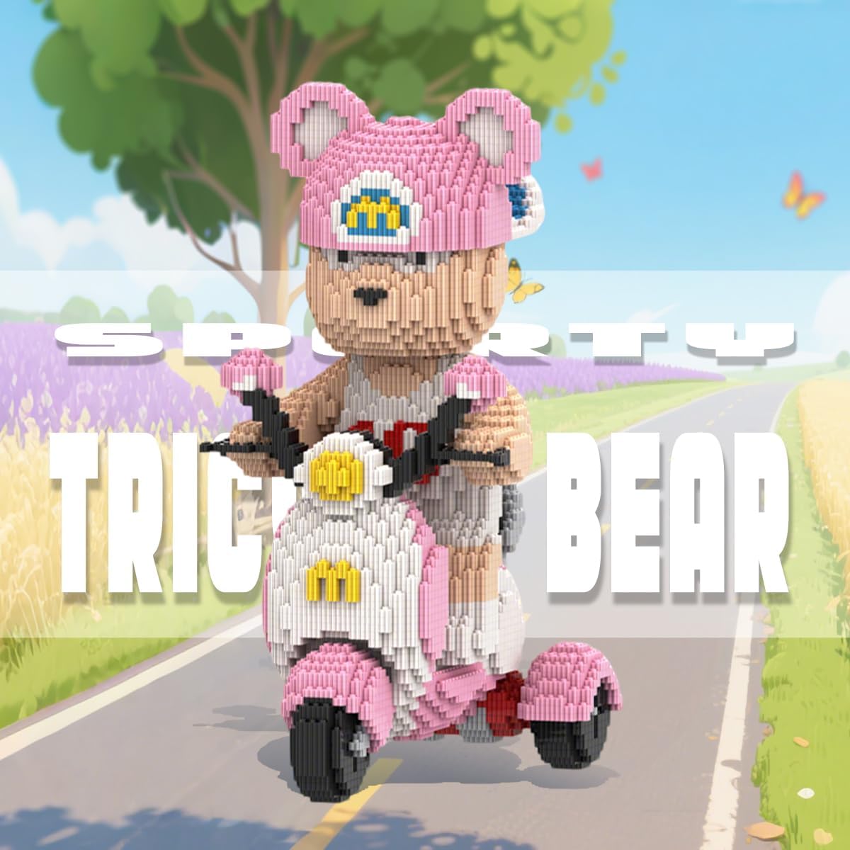 HOOLEDAY Motorcycle Bear Micro Building Blocks Set (6800Pieces) Gift for Adults & Boys & Girls