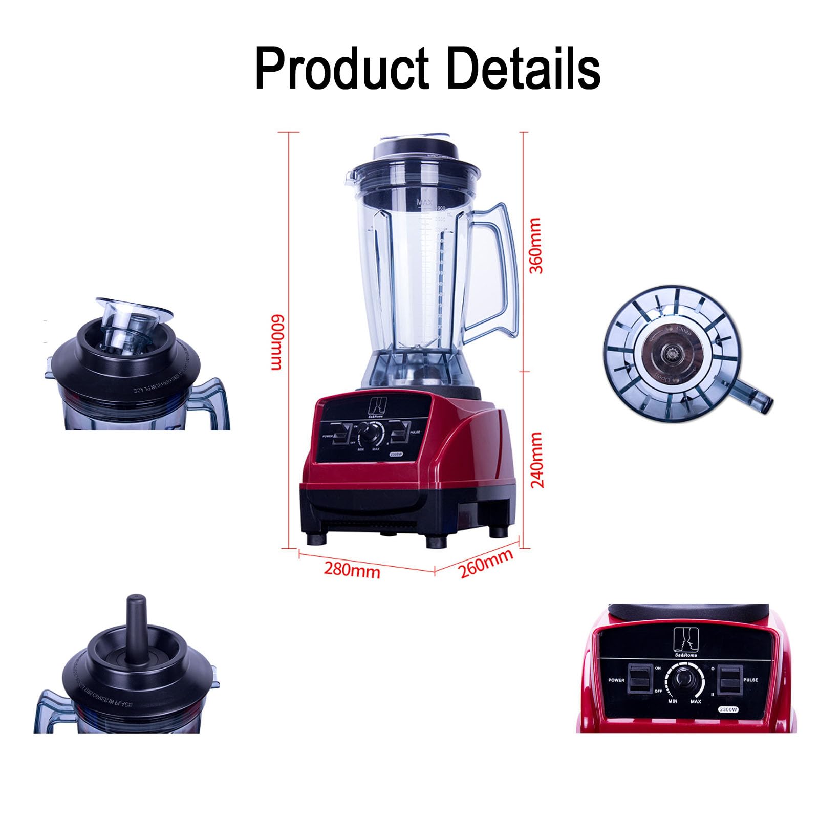 FfiMe 3.9l Professional Blender, Professional Blender for Kitchen, with 2300w Base and Total Crushing Technology