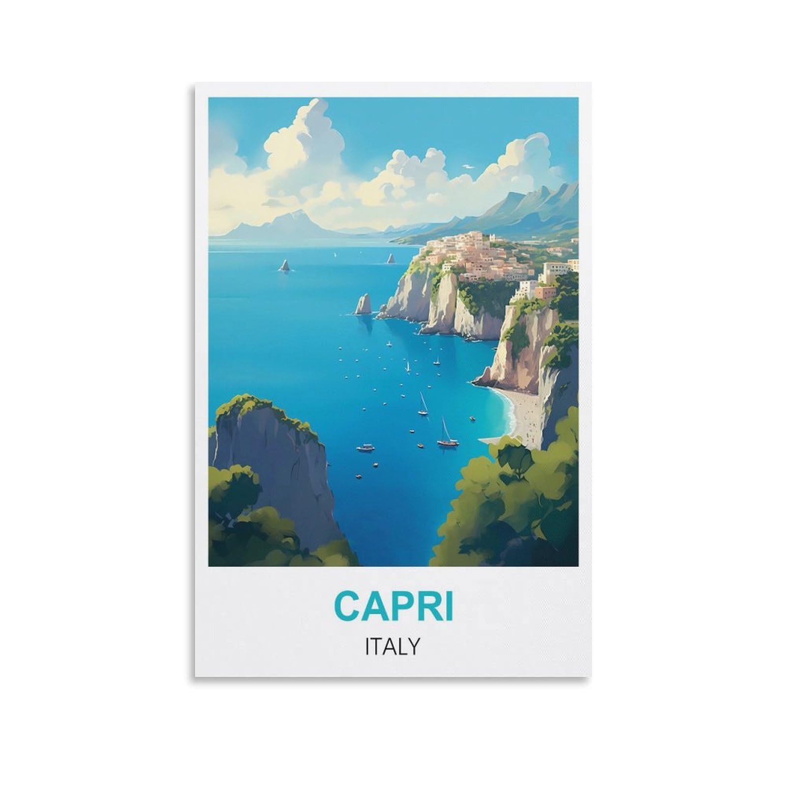 EZMLFA DIY Painting by Number Kits,Capri Italy DIY Acrylic Painting by Numbers Kits with Brushes Acrylic Pigment Home 30x40cm — image 1