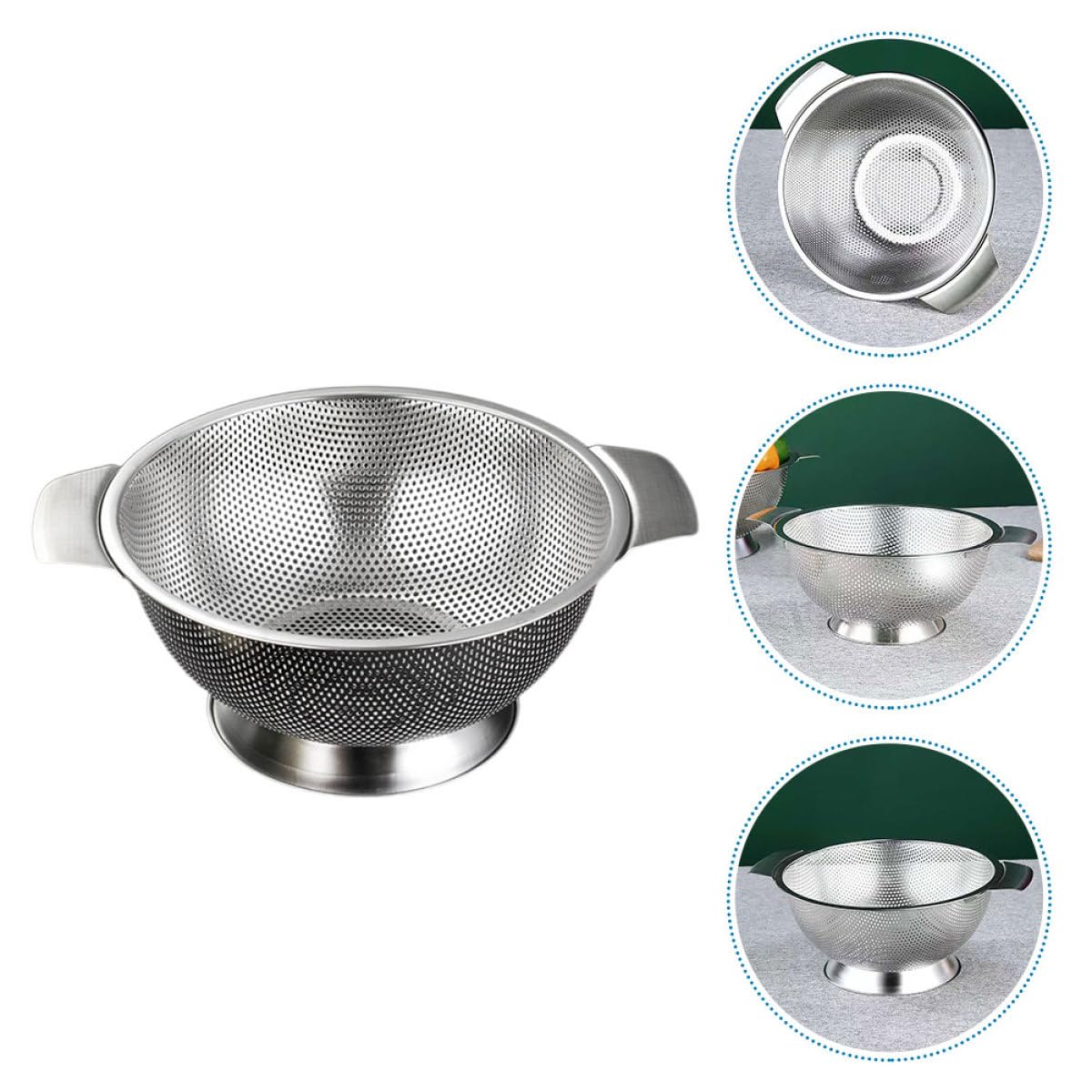 SHINEOFI Colador de Arroz de Acero Inoxidable 255 CM Cesta Escurridora Multifuncional para Lavar Verduras y Frutas Cedazo de Malla Fina para Cocina Doméstica Utensilio de Drenaje
