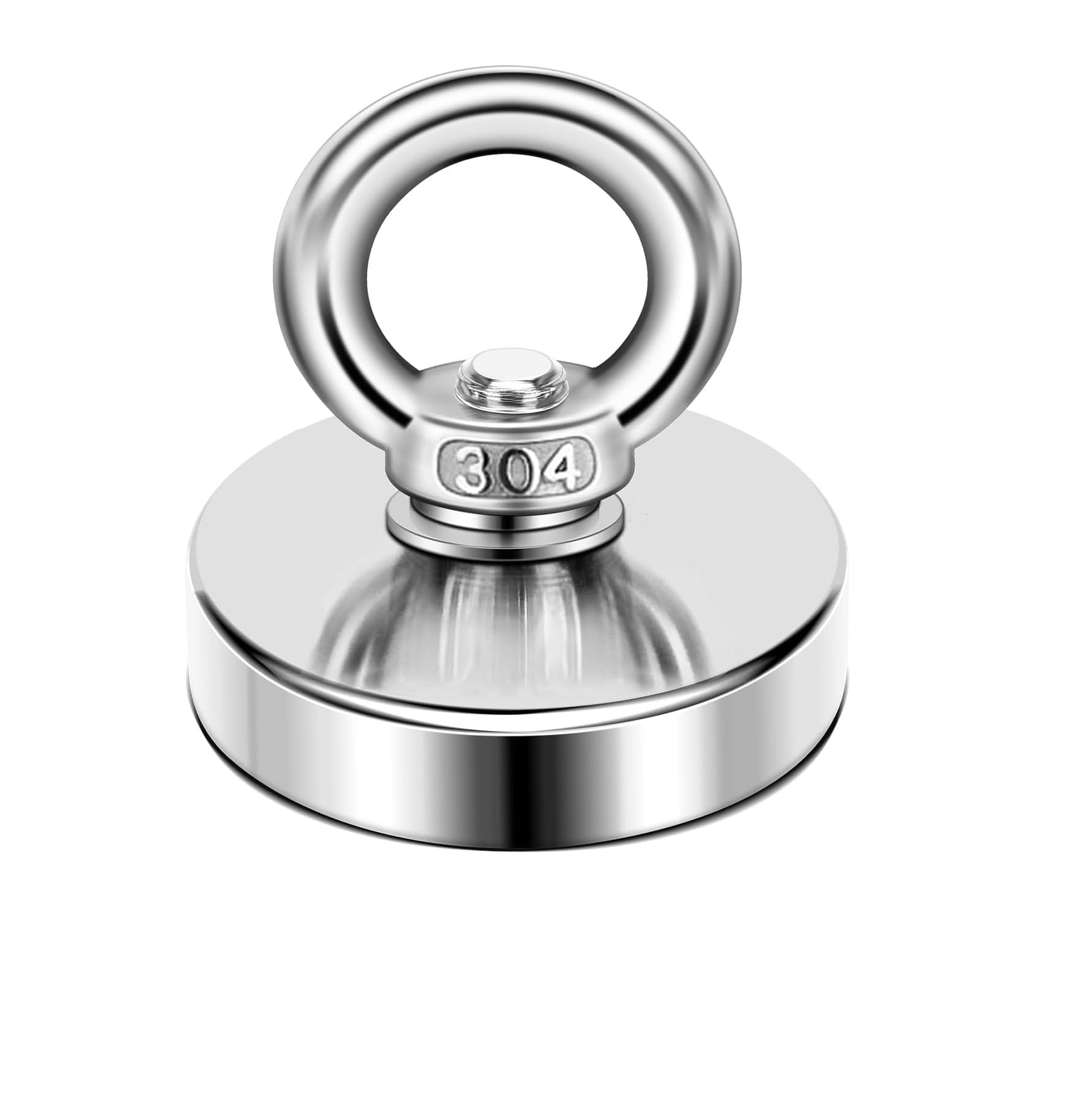 ALEAF 1 Piece of 48mm Super Strong Neodymium Fishing Magnets, 45-60 Kgs Vertical Pulling Force Rare Earth Magnet with Hole Eyebolt Diameter for Retrieving in River and Magnetic Fishing
