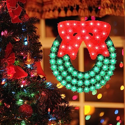 Lighted-Wreath-Christmas-Window-Silhouette-Decoration Lighted Wreath Christmas Window Silhouette Decoration