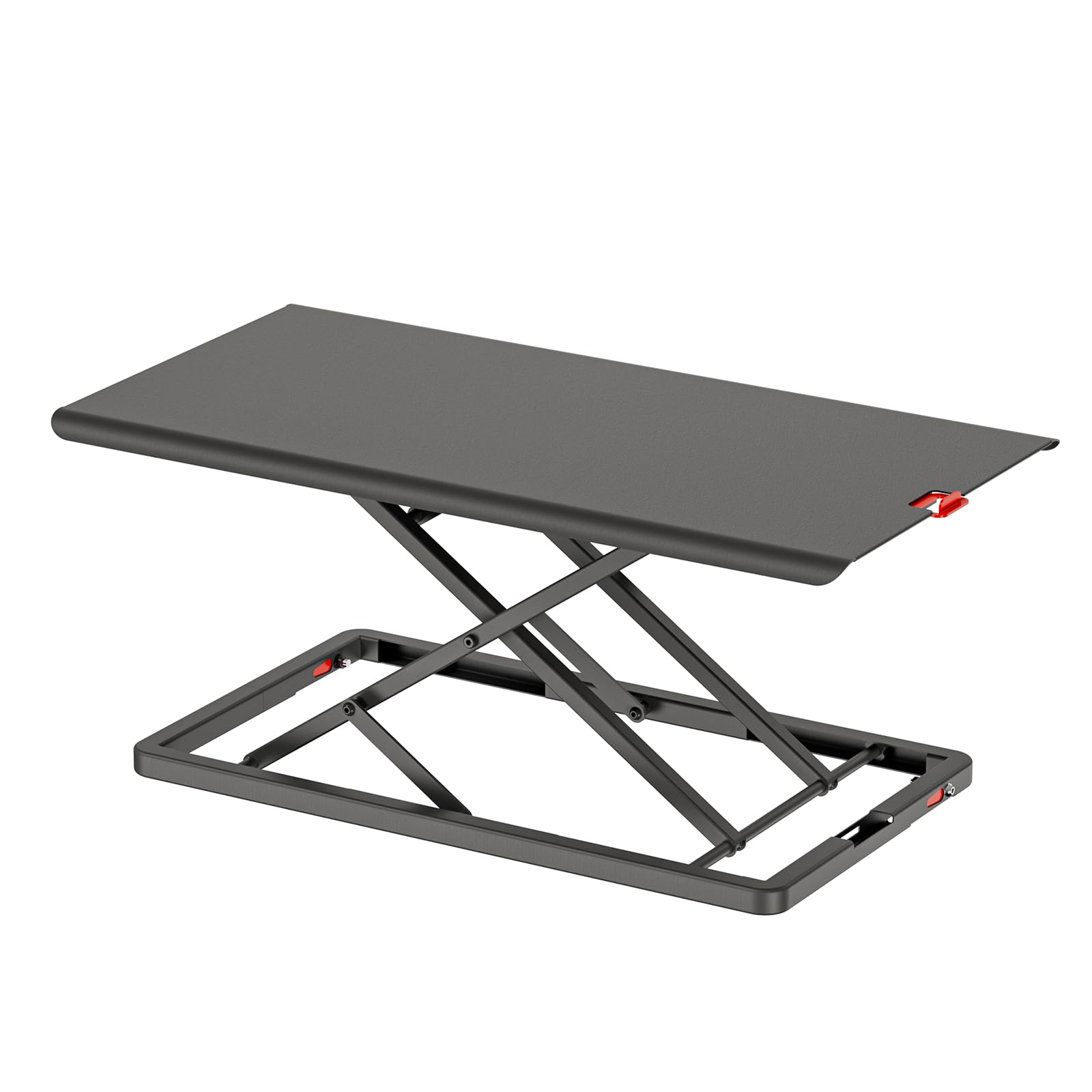 Höhenverstellbarer Schreibtisch-Konverter, Ultraflacher Sitz-Steh-Arbeitsplatz, Leicht Verstellbarer Laptop-Riser, Verschleißfeste Metalltischplatte– Schwarz