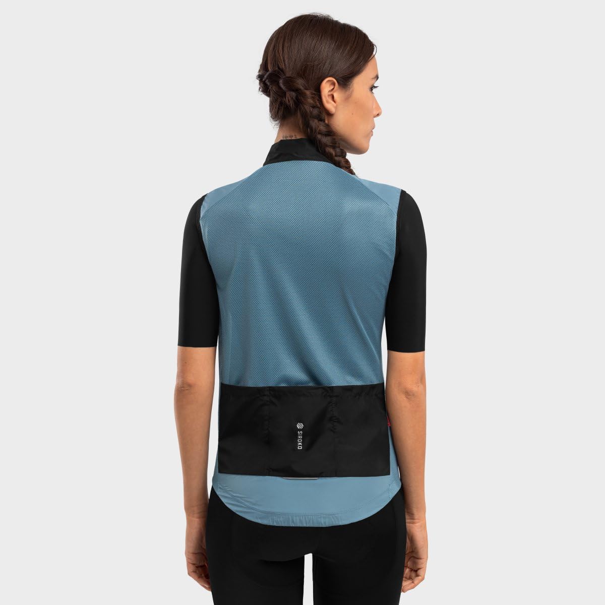 SIROKO - Chaleco Cortavientos de Ciclismo para Mujer V1-W Manghen - XL - Azul acero