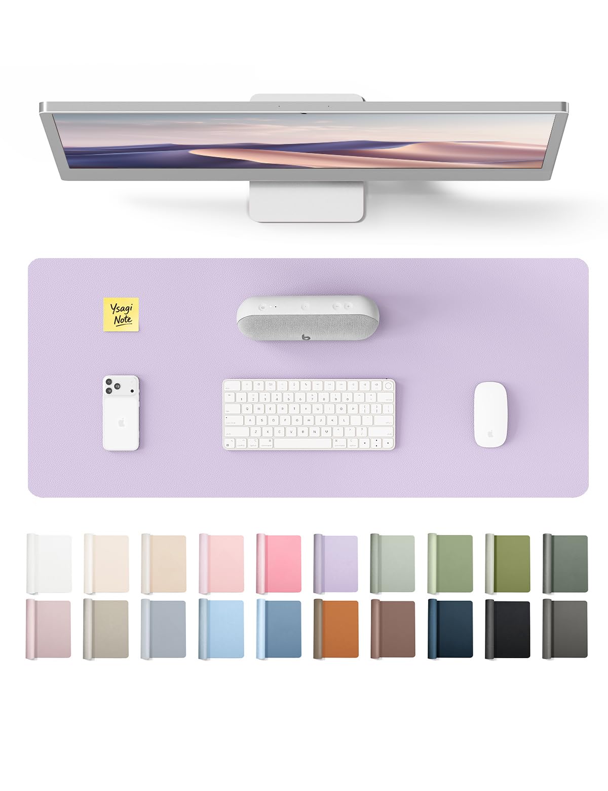 YSAGi PU Leather Desk Pad Protector – Non-Slip Waterproof Desk Mat for Office & Home, Easy Clean Large Mouse Pad & Laptop Writing Blotter 23.6"x13.8" Light Purple Light Purple 23.6" x 13.8"