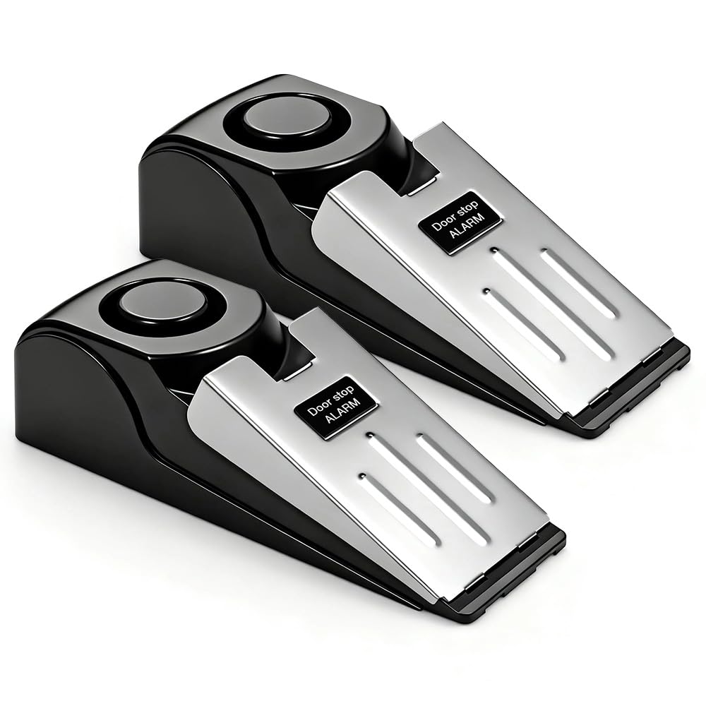 KERUI Door Stop Alarm, 2-Pack Portable Wedge-Shaped Door Security Stopper Alarm with Non-Slip Rubber, 125dB Siren Adjustable Sensitivity Lightweight, Suitable for Home Hotel Intruder Alert Detection