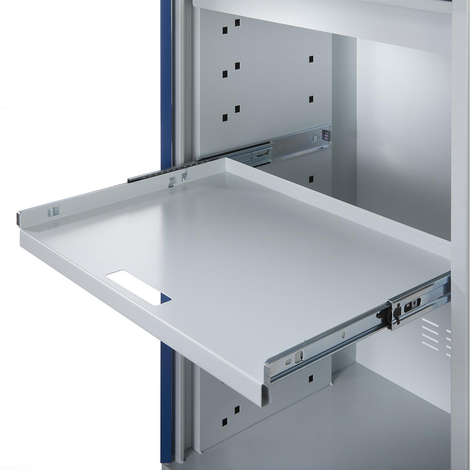 EUROKRAFTpro Computer-Arbeitsstation, Stahlblech HxB 1770 x 650 mm, mit Monitorgehäuse Türfarbe Lichtblau