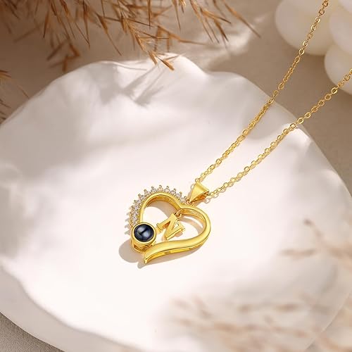 Miniatura 7 de Collar personalizado con inicial para mujer, collar personalizado con foto con imagen en el interior, collar de proyección para mamá, esposa, novia,