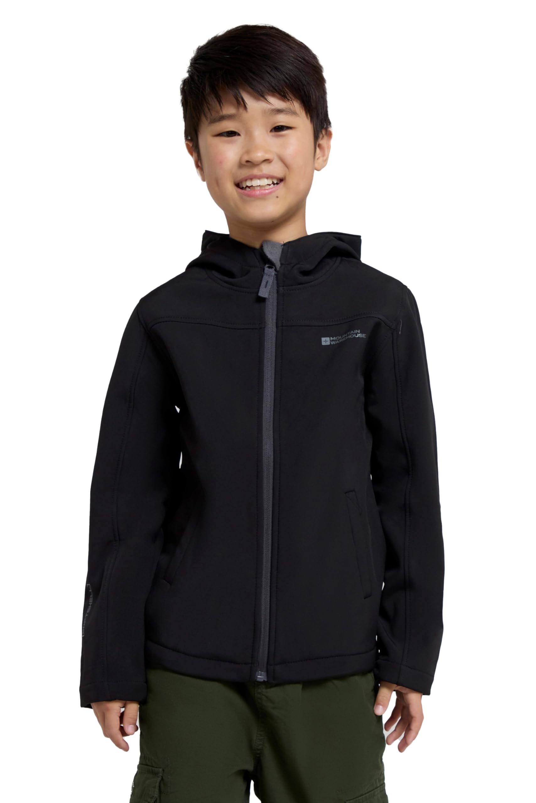 Mountain Warehouse Exodus Kids Softshell Jacket - Breathable, Wind & Water Resistant, Fleece Lined Coat, For Boys & Girls - Best For Sping Summer & Hiking - 1