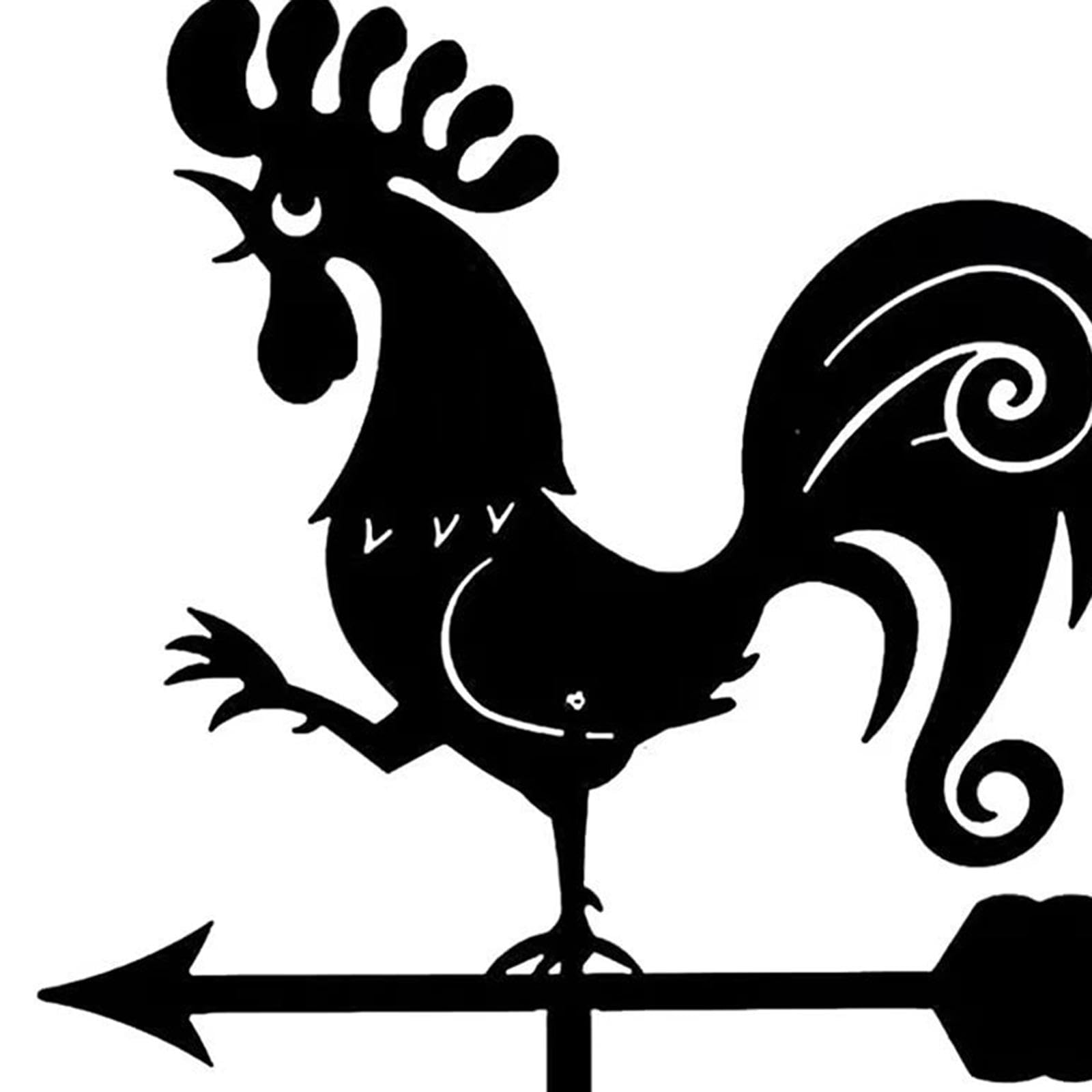 LOVIVER Schwarze Wetterfahne aus Schmiedeeisen, Instrument zur Messung der Windrichtung, Klassische Wetterfahne im Freien für die Dekoration von Bauernhaus,