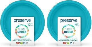 Preserve Go Lightweight BPA Kitchen Supplies, Small Plates, Aqua (Pack of 2)