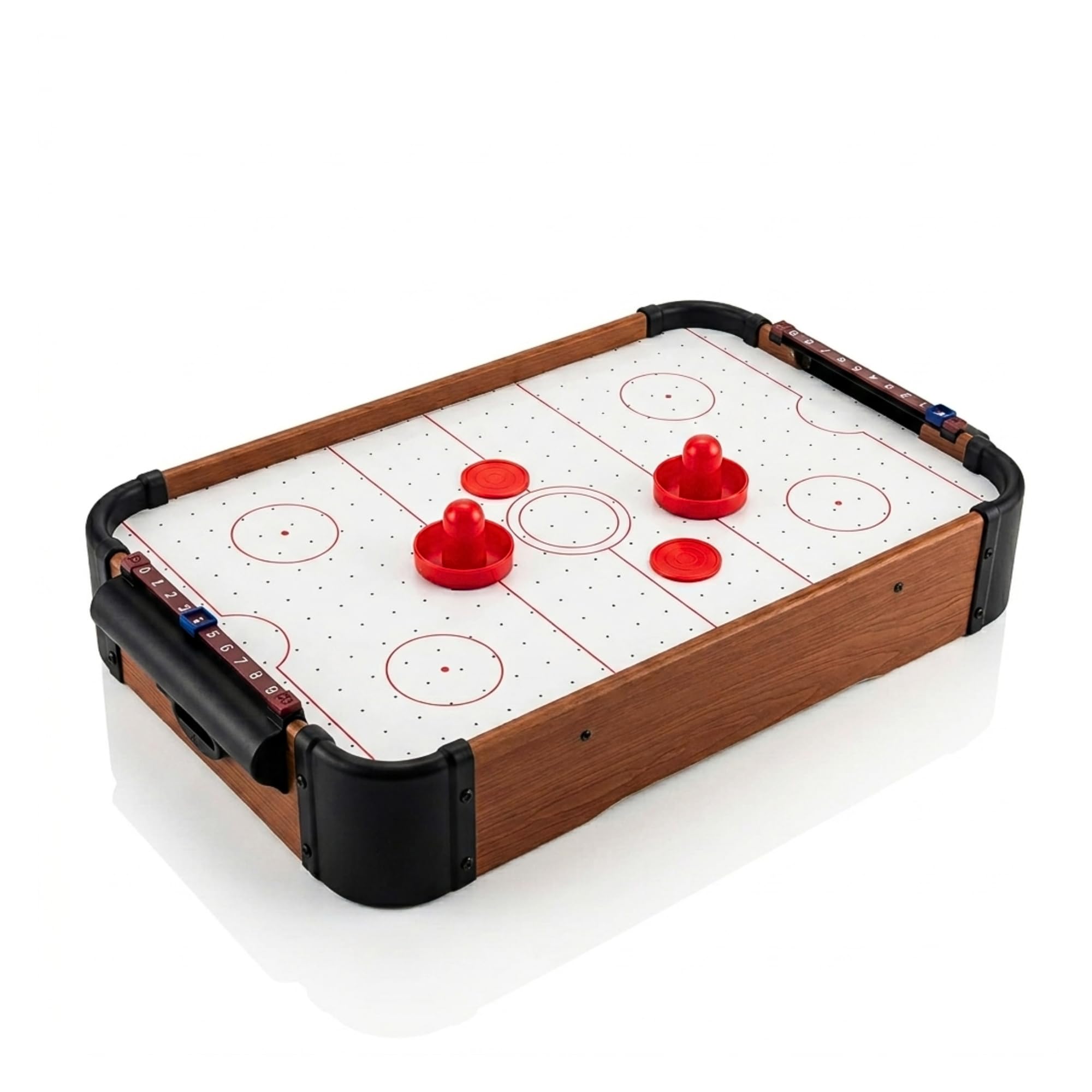 Mini Air Hockey Table Game, Wooden Portable Table with Pucks and Pushers Arcade Game For Kids & Adults – Family Game Night And Travel Play
