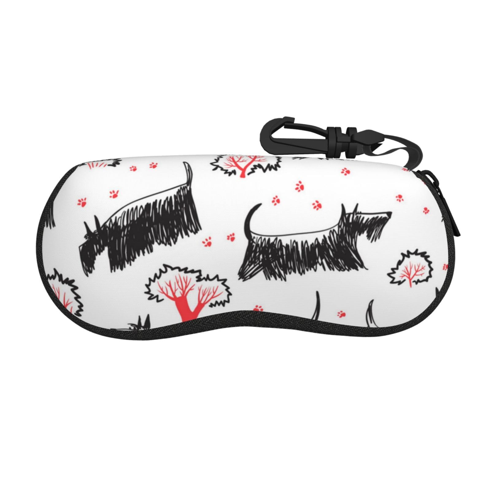 Glasses Case Scottish Terrier Dog With Trees Sunglasses Case For Men And Women - Zipper Portable Spectacle Cases With Clip