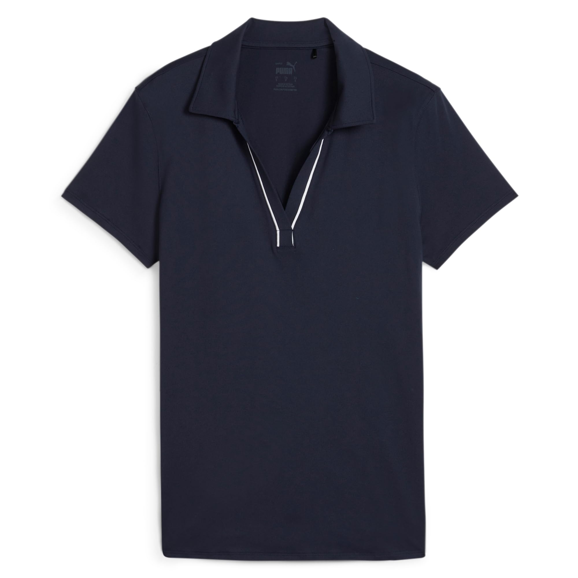 PUMA Golf Cloudspun Piped SS damska koszulka golfowa, głęboki granat, średnia, Głęboki granatowy, M
