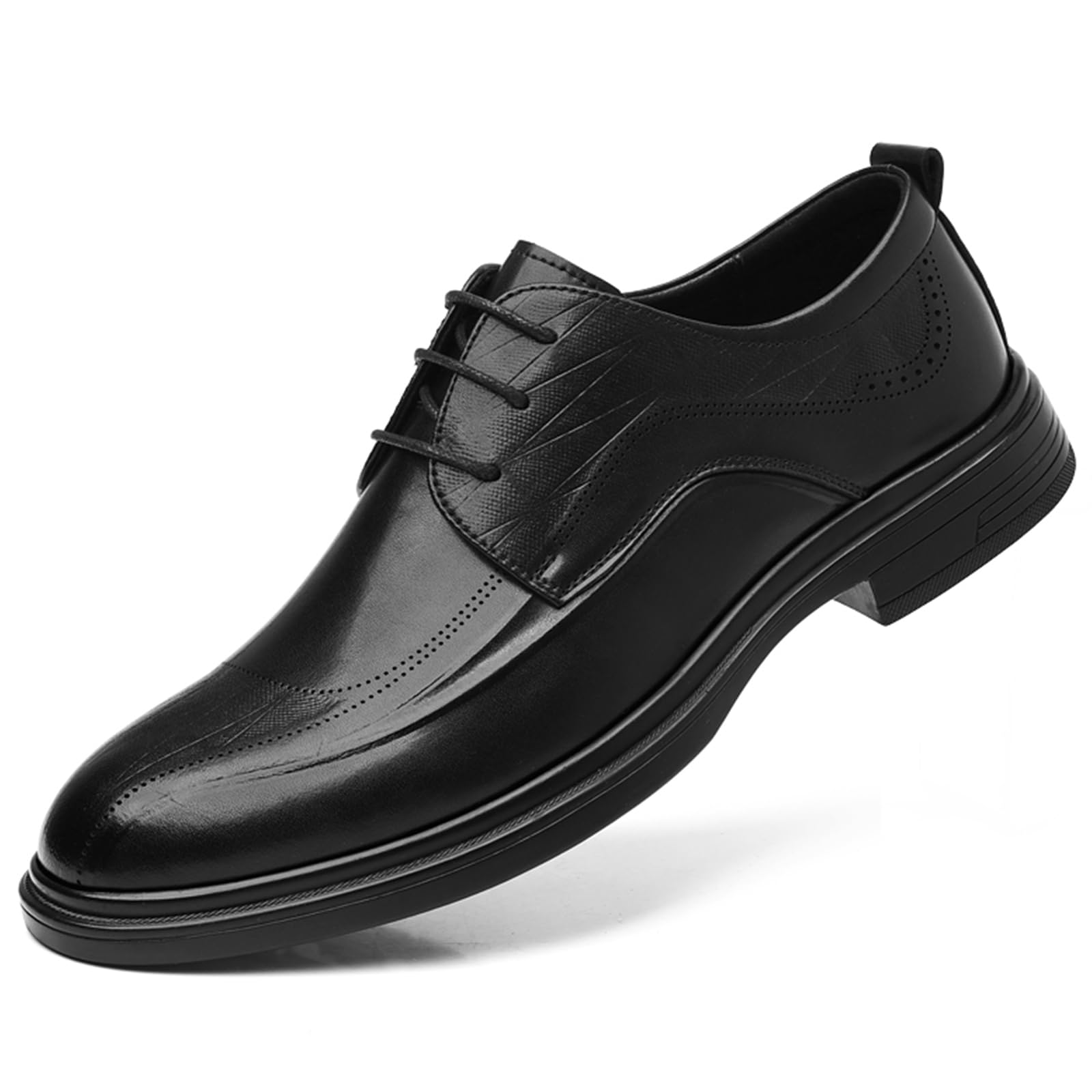 Scarpe Oxford Eleganti da Uomo, Scarpe da Sposa Classiche Stringate, Punta affilata, in Pelle, Tinta Unita, per Cerimonie